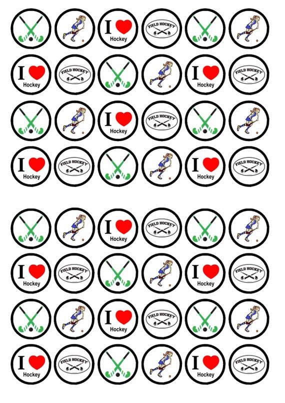 48 Field Hockey Edible Mini Cupcake Toppers Wafer Card Disc Etsy