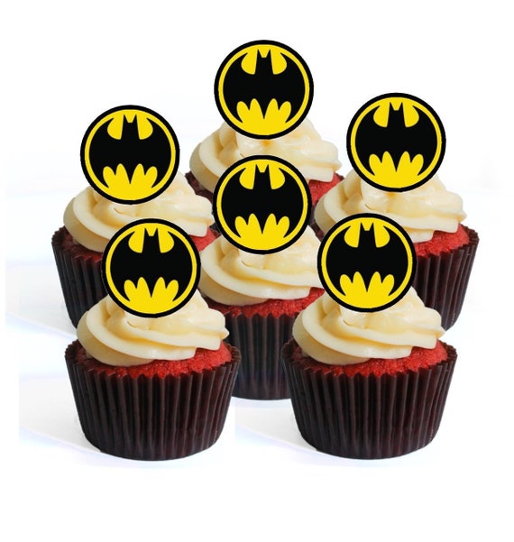 24 Batman 3 Precut Edible Cupcake Toppers Wafer Card Disc Etsy