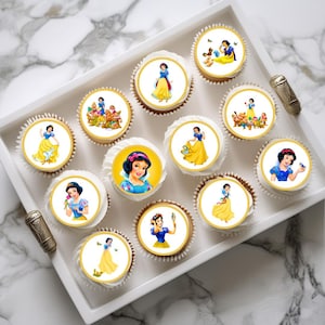 Décorations pour cupcakes comestibles Princesse Blanche-Neige - Décorations pour gâteau sur le thème des Sept Nains