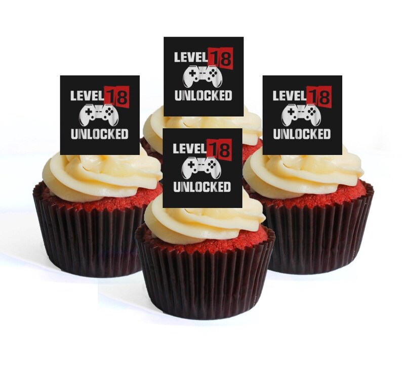 18th Birthday Gamer Level up Edible Cupcake Toppers PRECUT Etsy