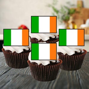 Irische Irland Flagge essbare Cupcake Toppers - irisches Thema, St Patrick's Day Kuchendekoration