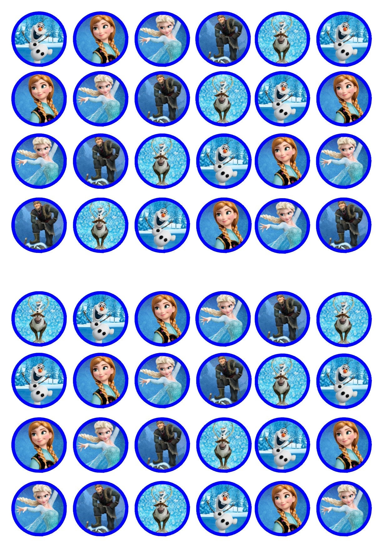 48 Frozen Edible Mini Cupcake Toppers Wafer Card Disc Cake Etsy