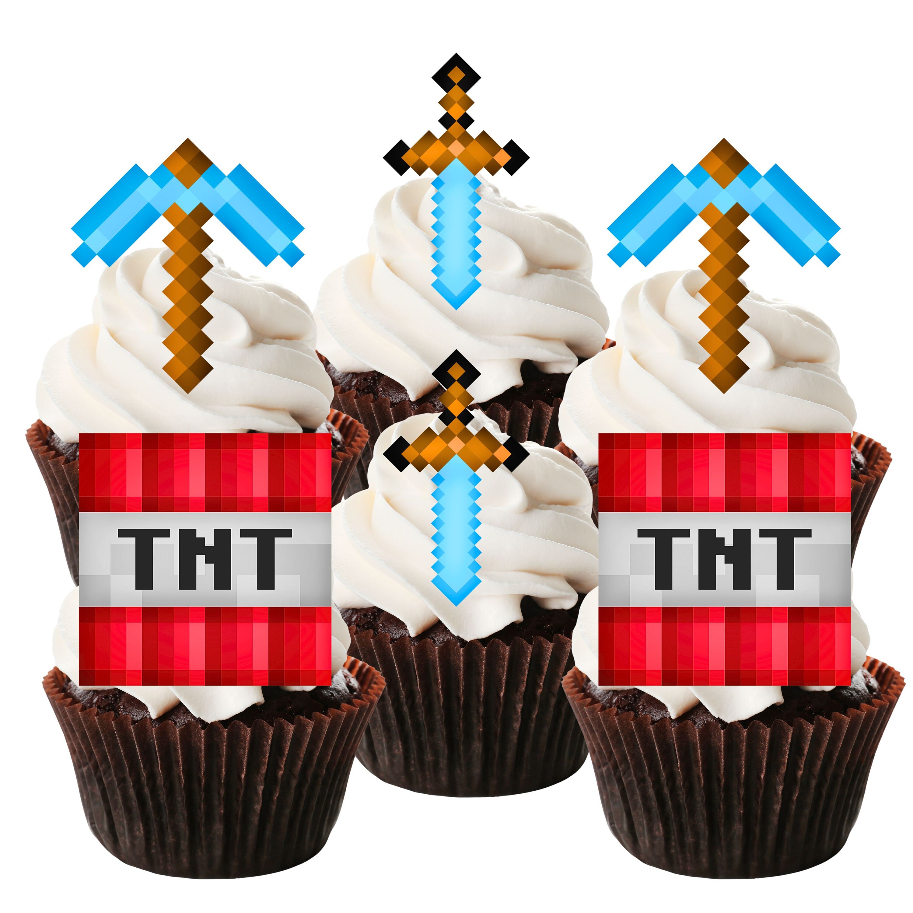 Pixel Gamer Edible Cupcake Toppers