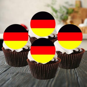 Eetbare cupcaketoppers met Duitse vlag - Wafer Card Cookie + Cake Decorations
