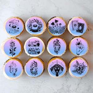 Decorazioni commestibili per cupcake a tema Magia Celeste (PRETAGLIATE facoltativo) - Decorazioni per biscotti e torte n. 1