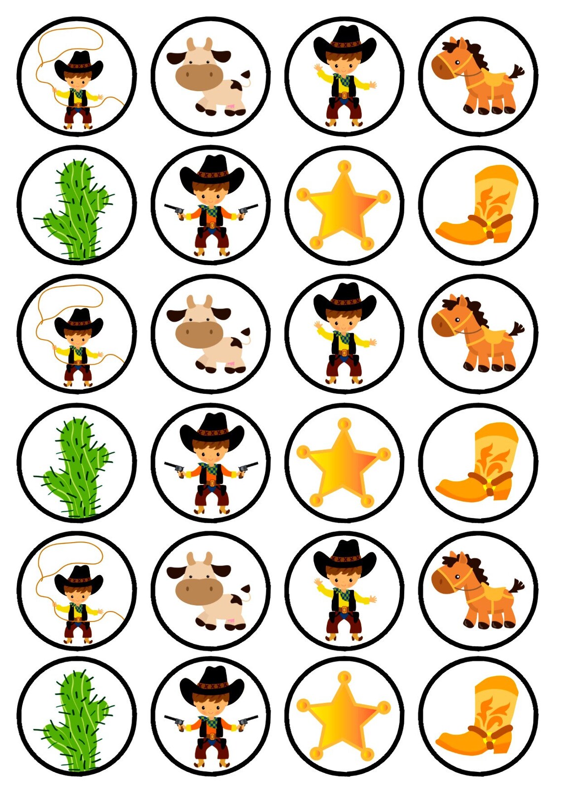 24 Cowboy Theme Edible Cupcake Toppers decoraciones de | Etsy