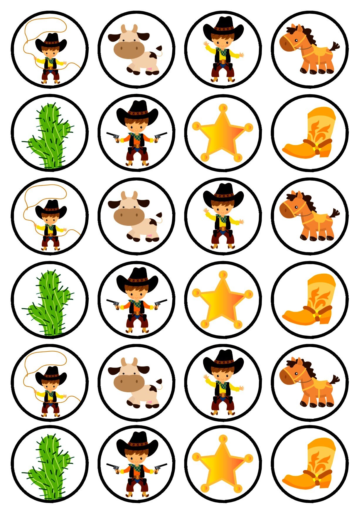 24 Cowboy Theme Edible Cupcake Toppers decoraciones de | Etsy