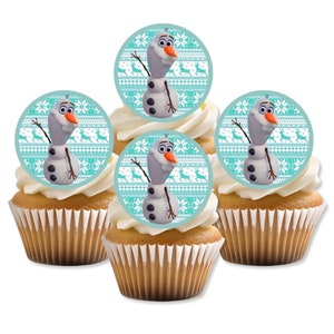 Frozen Olaf essbare Cupcake Toppers - Oblate Karte Kuchen Dekorationen