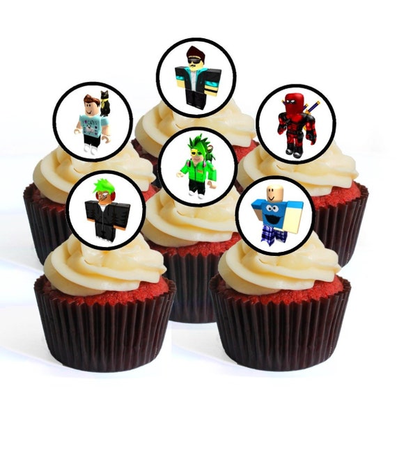 24 Roblox Boy 1 Precut Edible Cupcake Toppers Wafer Card Disc Cake Decorations Stand Up - 48 x roblox boy character 2 edible wafer rice paper mini