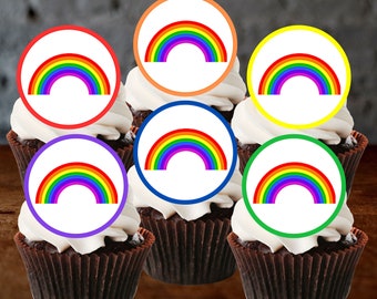 Rainbow Edible Cake Decorations (PRECUT Optional) Rainbow Cake Decorations, Pride Cupcake Decorations, Unicorn Cupcake Toppers Sprinkles