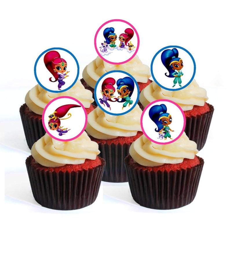 48 Shimmer &amp; Shine Edible Mini Cupcake Toppers Wafer Card | Etsy