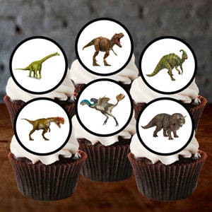 Adornos comestibles para cupcakes con temática de dinosaurios: decoraciones para tartas de dinosaurios jurásicos n.º 1