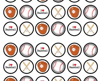 48 Baseball Edible Mini Cupcake Toppers (PRECUT Optional) - wafer card disc Cake Pop, Cookies, Oreos decorations Stand Up/Lie Flat