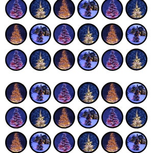 48 Christmas Tree 1 Edible Mini Cupcake Toppers PRECUT Optional wafer card disc Cake Pop, Cookies, Oreos decorations Stand Up/Lie Flat image 1