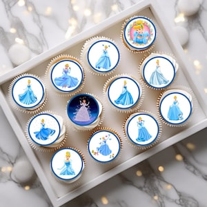 Toppers per cupcake commestibili a forma di principessa Cenerentola - Decorazioni per torte a tema favola
