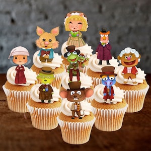 Eetbare Christmas Carol-cupcaketoppers - Kersttaartversieringen