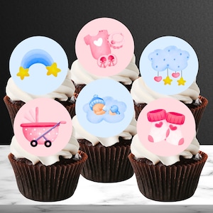 Décoration pour cupcakes selon le sexe du garçon ou de la fille - Décorations de gâteau pour baby shower