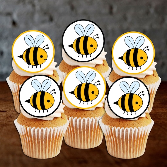 24 adornos comestibles para cupcakes de abejorro precortados