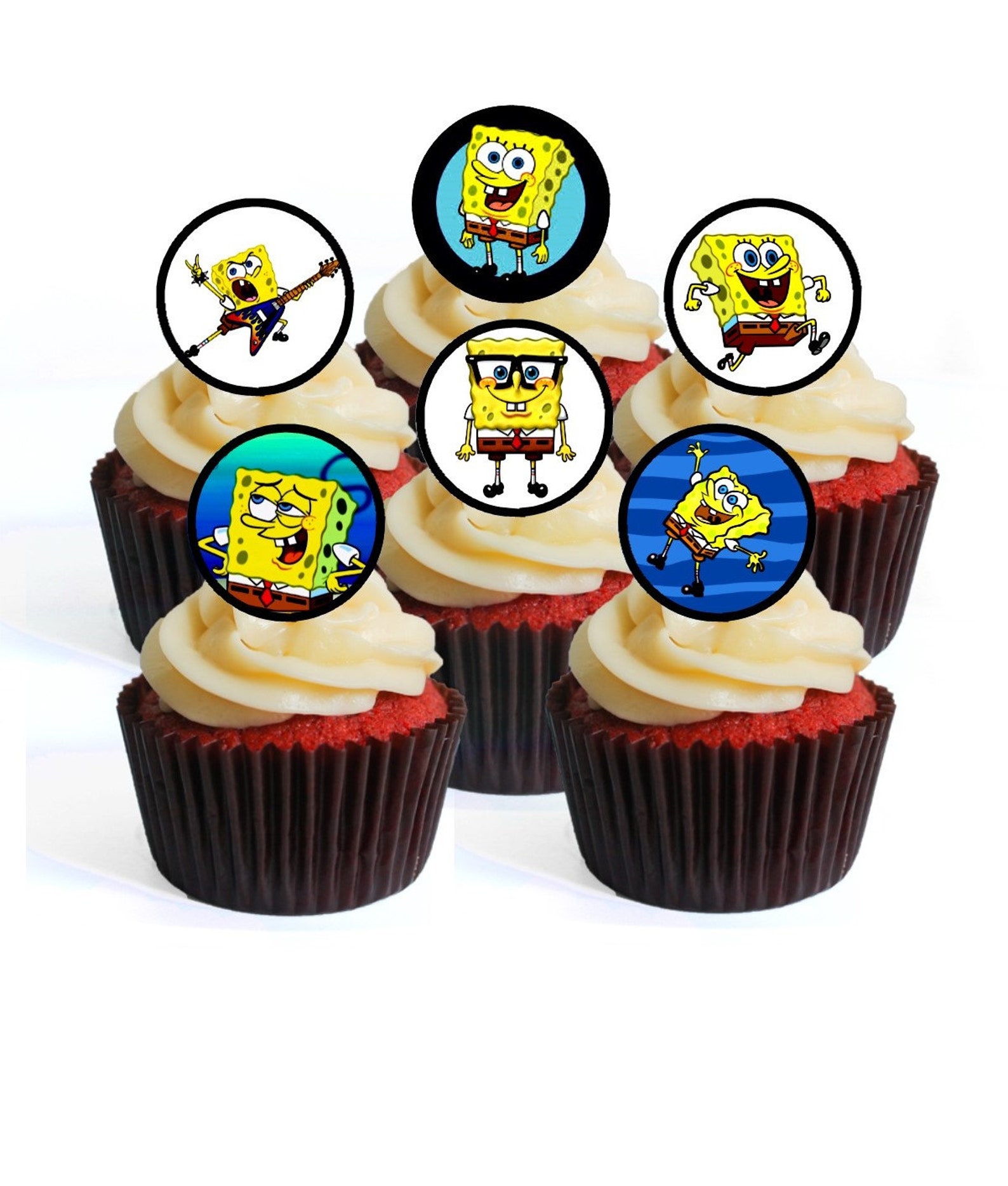 48 Spongebob Squarepants Edible Mini Cupcake Toppers wafer Etsy
