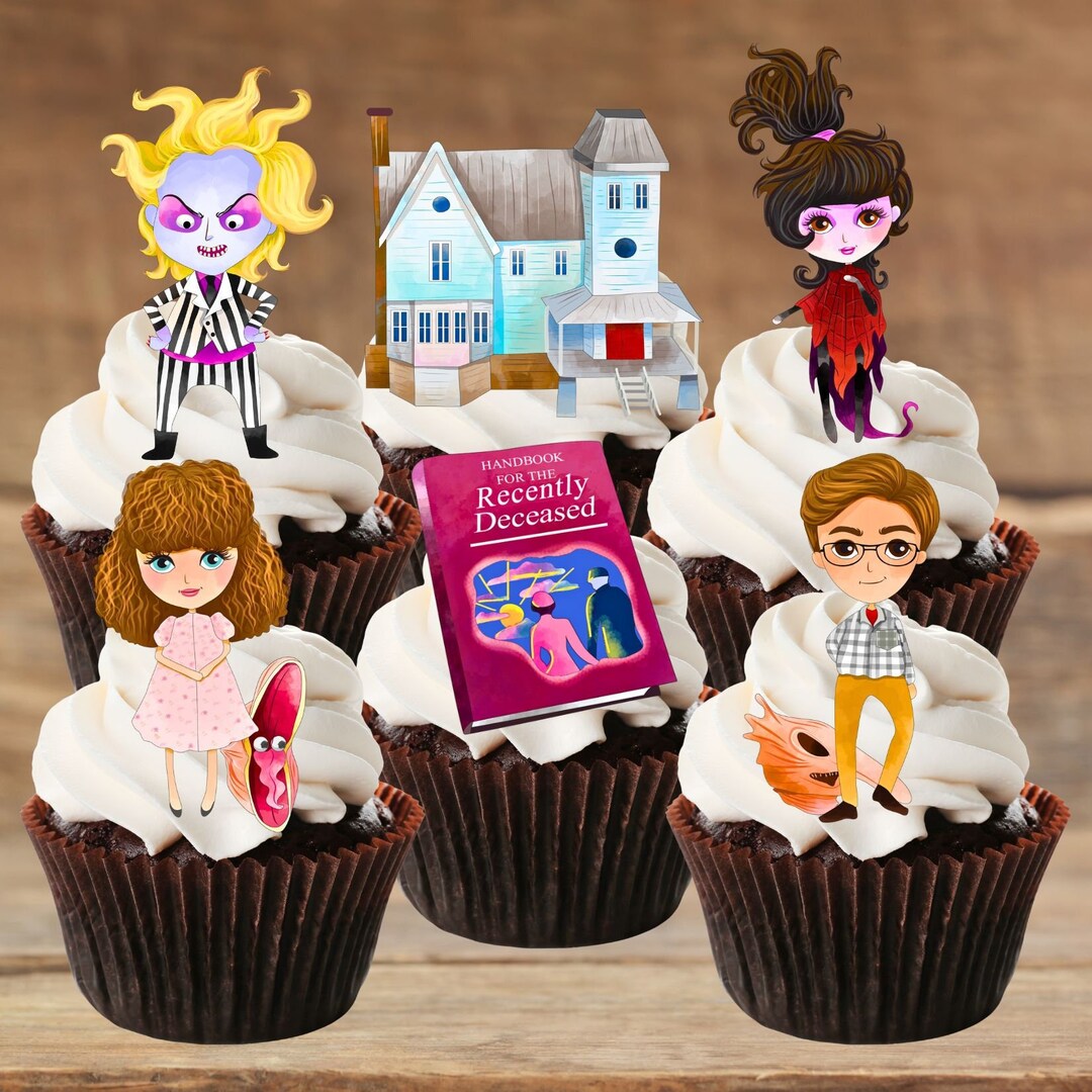 Beetle Juice Edible Cupcake Toppers PRECUT Optional Halloween Theme ...