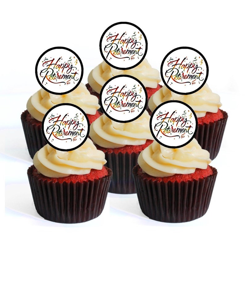 24 Happy Retirement 2 Edible Cupcake Toppers PRECUT Option Etsy