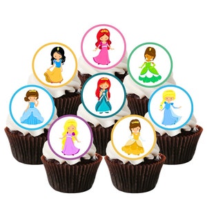 Eetbare cupcaketoppers schattige prinses - Princess Party Cake Decorations