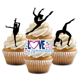 Turnen essbare Cupcake Toppers - Gymnast Cake + Cookie Dekorationen
