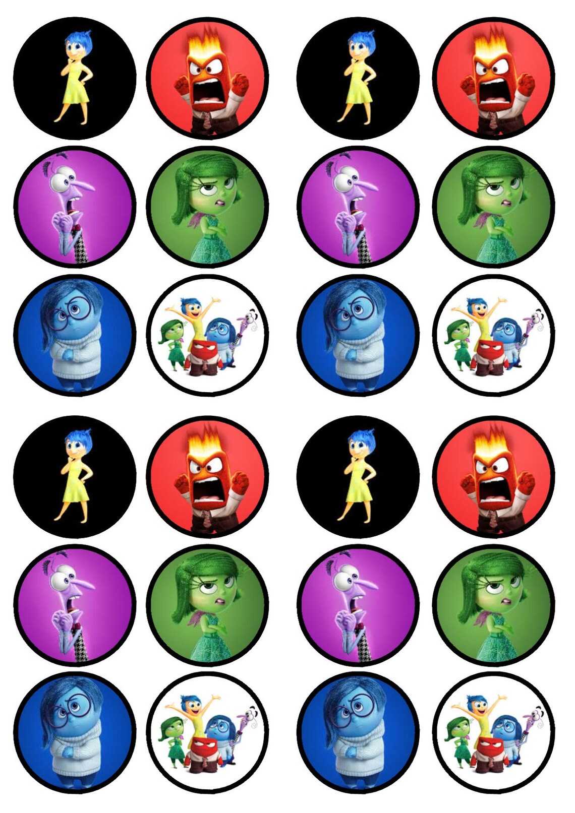 24 Inside Out Edible Cupcake Toppers Wafer Card Disc Cake | Etsy