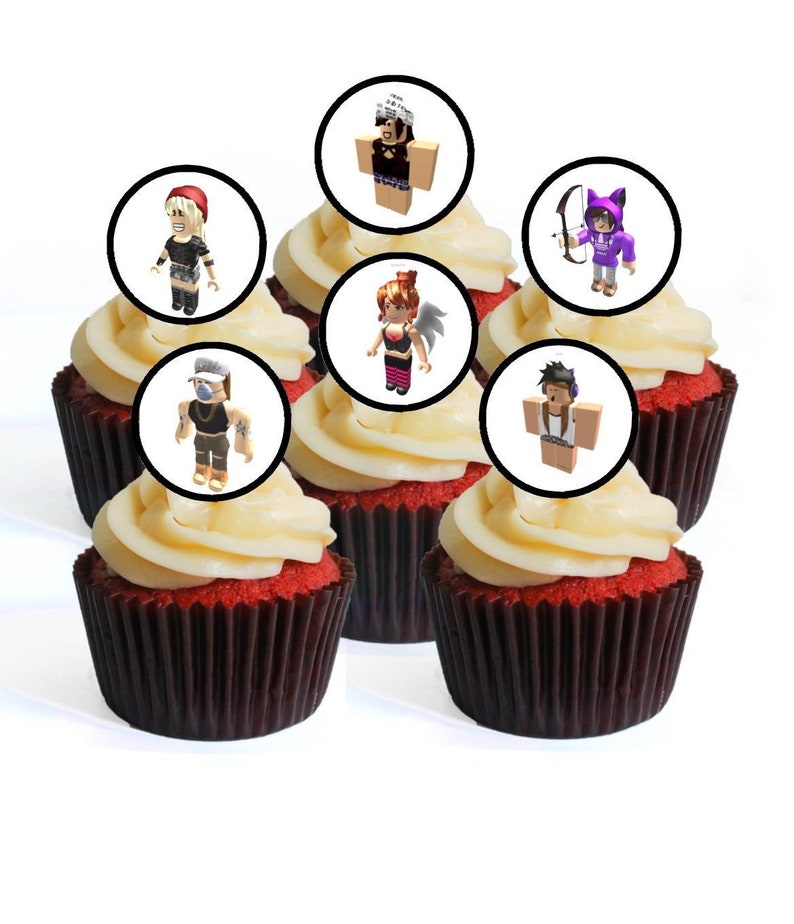 24 Roblox Girl 1 Precut Edible Cupcake Toppers Wafer Card Disc Cake Decorations Stand Up -