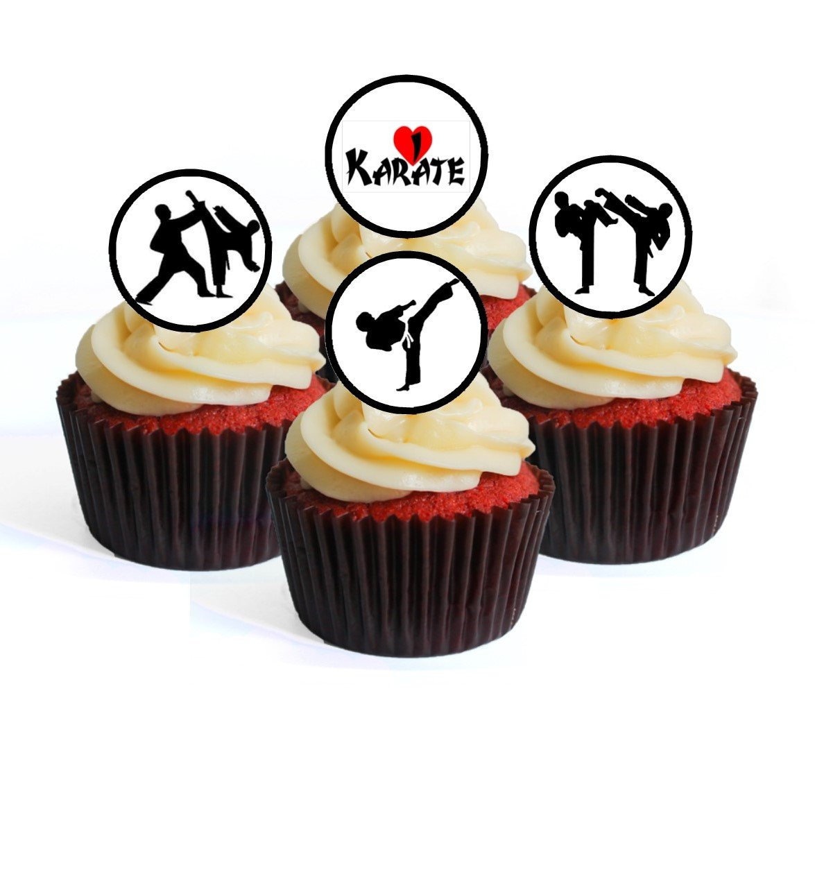 24 Karate PRECUT Edible Cupcake Toppers wafer card disc cake Etsy