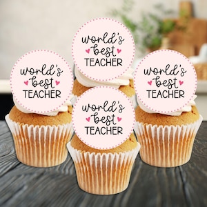 Os melhores toppers de cupcake comestíveis para professores do mundo - Obrigado, biscoito + decorações para bolo nº 4