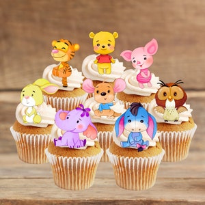 Adornos comestibles para cupcakes de Winnie: decoraciones para tartas con temática de osos y amigos