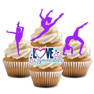 Gymnastik-Thema essbare Cupcake Toppers - Gymnast Cake + Cookie Dekorationen