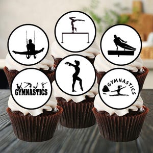 Gymnastics essbare Cupcake Toppers in sechs Farben