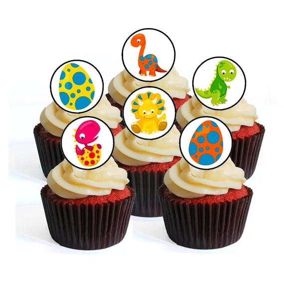 24 adornos comestibles para cupcakes con tema de dinosaurio n. 2 precortado  opcional decoraciones para tartas de disco de tarjeta de oblea Stand  Up/Tumbado plano -  México