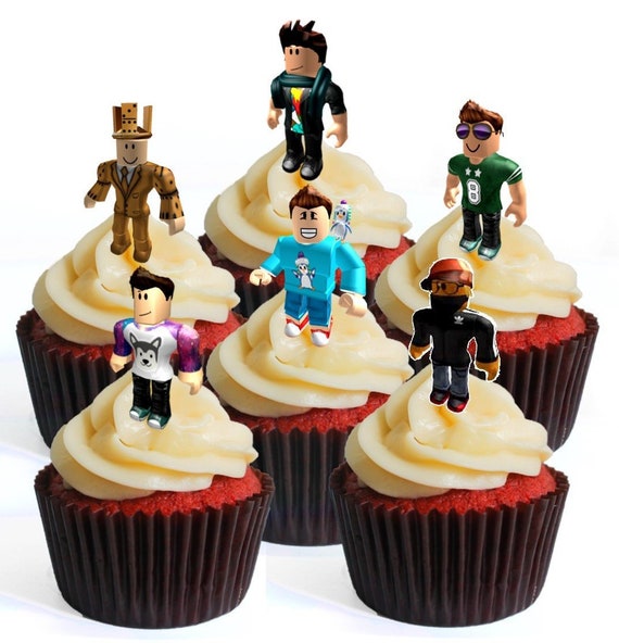 12 Roblox Character Boy 4 Precut Edible Cupcake Toppers Etsy - makeup roblox robloxcharacter sticker by