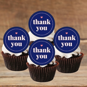Décorations pour cupcakes comestibles Merci - Décoration de gâteau thème bleu #3