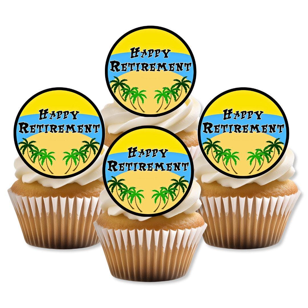 Cupcake-Topper „Happy Retirement“ – 24 Stück – Offizielle Renten-Deko Für Abschiedsparty & Geburtstag