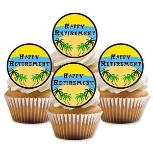 Adornos comestibles para cupcakes con la frase "Feliz jubilación": adornos para tartas para despedidas de soltera n.º 1