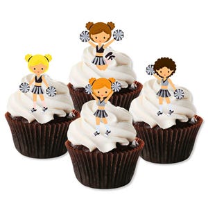 Cheerleader Edible Cupcake Toppers - Cheer Squad Cake Decorations #1