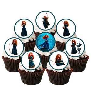 Adornos comestibles para cupcakes de la princesa Mérida: decoraciones para tartas con temática de Brave