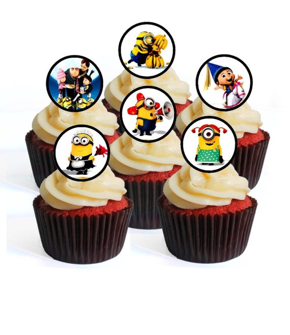 24 Despicable Me Minions Precut Edible Cupcake Toppers Wafer Etsy