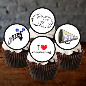 Toppers per cupcake commestibili a tema cheerleading - Decorazioni per torte a tema cheerleading