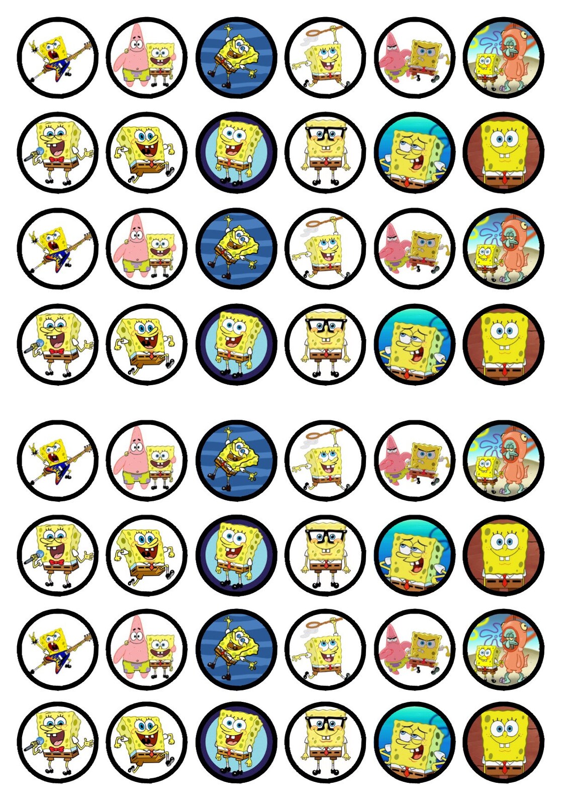 48 Spongebob Squarepants Edible Mini Cupcake Toppers wafer | Etsy