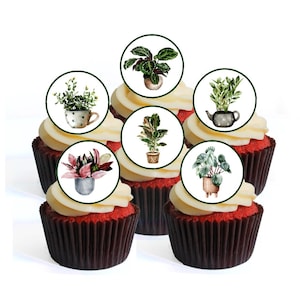 Essbare Cupcake Toppers mit Pflanzenmotiven