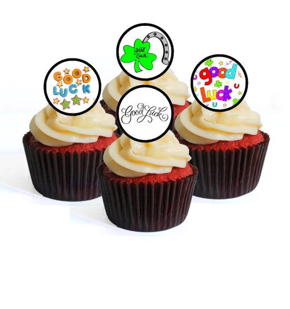 GOOD LUCK EDIBLE CAKE & CUPCAKE TOPPERS/DECORATION WAFER PAPER/ICING 