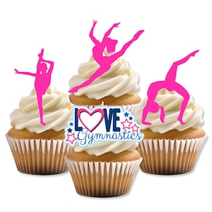 Turnen essbare Cupcake Toppers - Turnerin Kuchen + Keksdekorationen