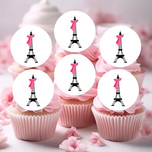 Adornos comestibles para cupcakes con la Torre Eiffel: decoraciones para tartas con temática de París, Francia, n.º 2
