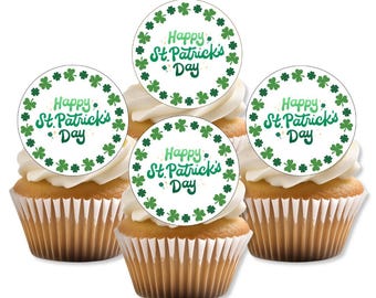 Adornos comestibles para cupcakes con tréboles para el Día de San Patricio, decoraciones para fiestas irlandesas