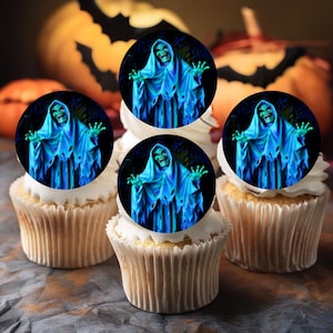 Eetbare Halloween-cupcaketoppers met enge geest - Wafelkaart Taartdecoraties voor feesten
